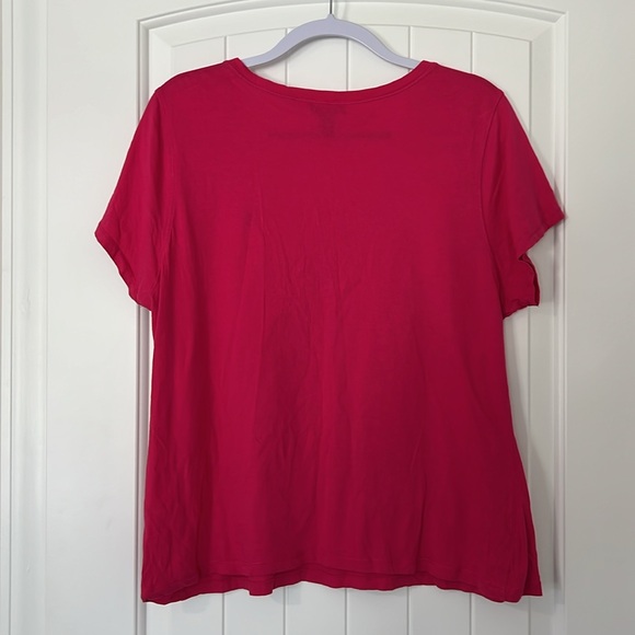 U.S. Polo Assn. Sz 1X, hot pink, 100% cotton, preppy, Barbiecore t-shirt v-neck - Picture 4 of 6